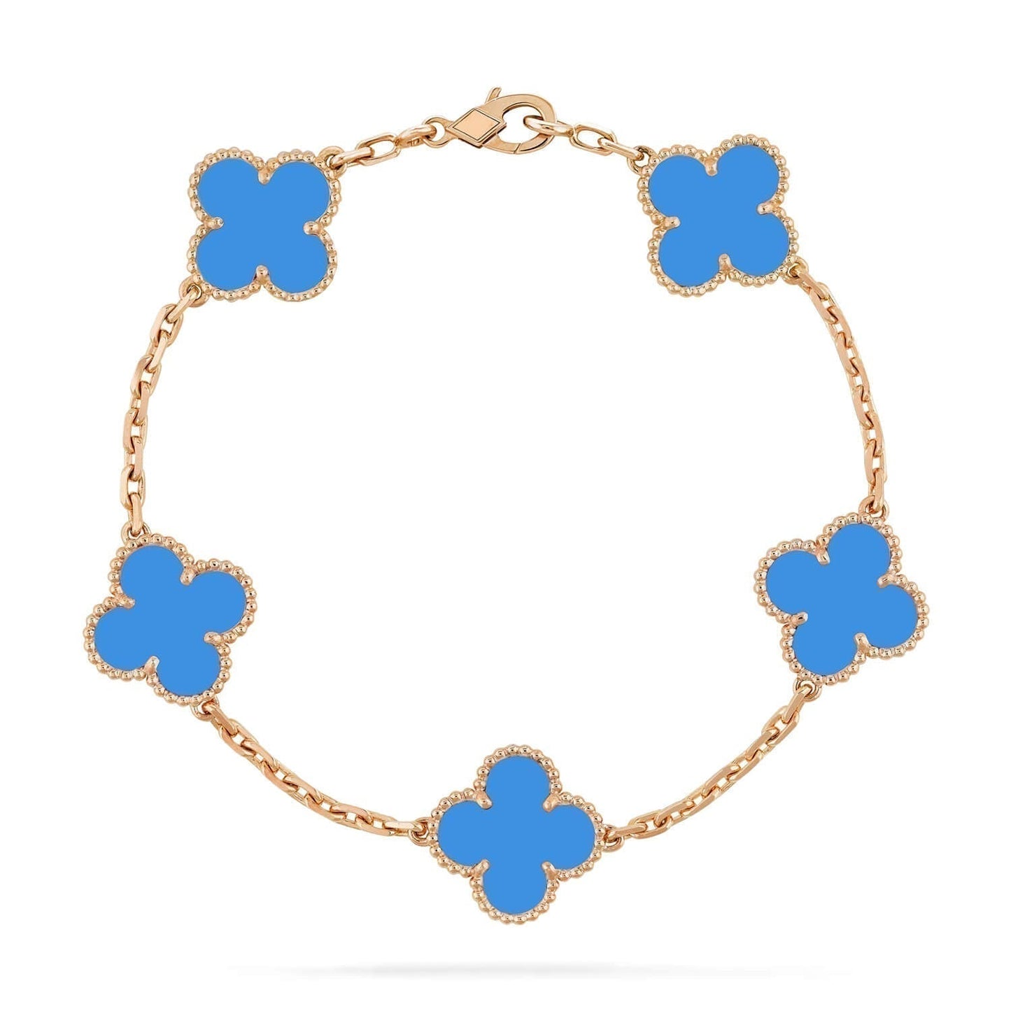 [Eternal Jewelry]CLOVER 5 MOTIFS BLUE AGATE BRACELET