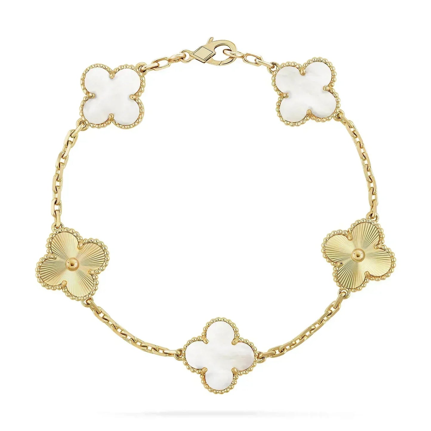 [Eternal Jewelry]CLOVER BRACELET 5 MOTIF WHITE MOP PINK GOLD