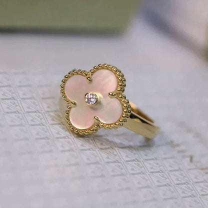 [Eternal Jewelry]CLOVER PINK MOP RING GOLD DIAMOND