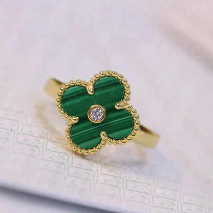[Eternal Jewelry]CLOVER MALACHITE RING GOLD DIAMOND