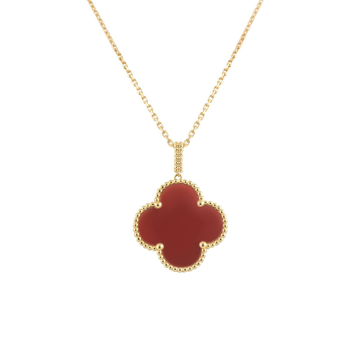 [Eternal Jewelry]CLOVER 25MM NECKLACE GOLD CARNELIAN
