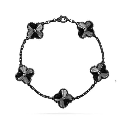 [Eternal Jewelry]CLOVER 5 MOTIF BLACK BRACELET