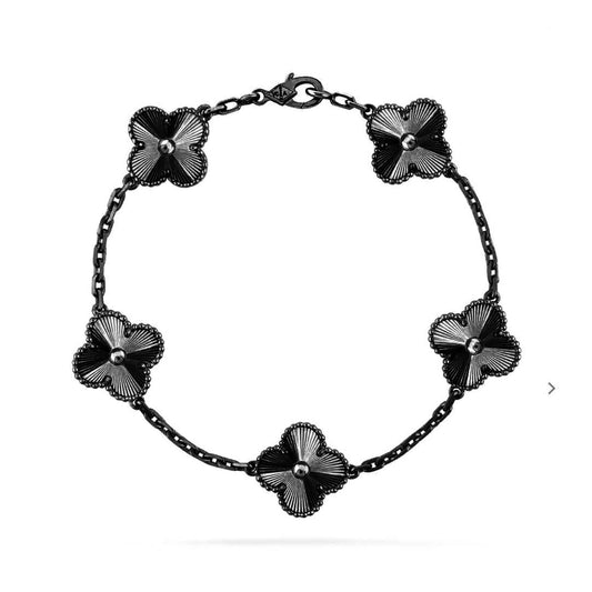 [Eternal Jewelry]CLOVER 5 MOTIF BLACK BRACELET