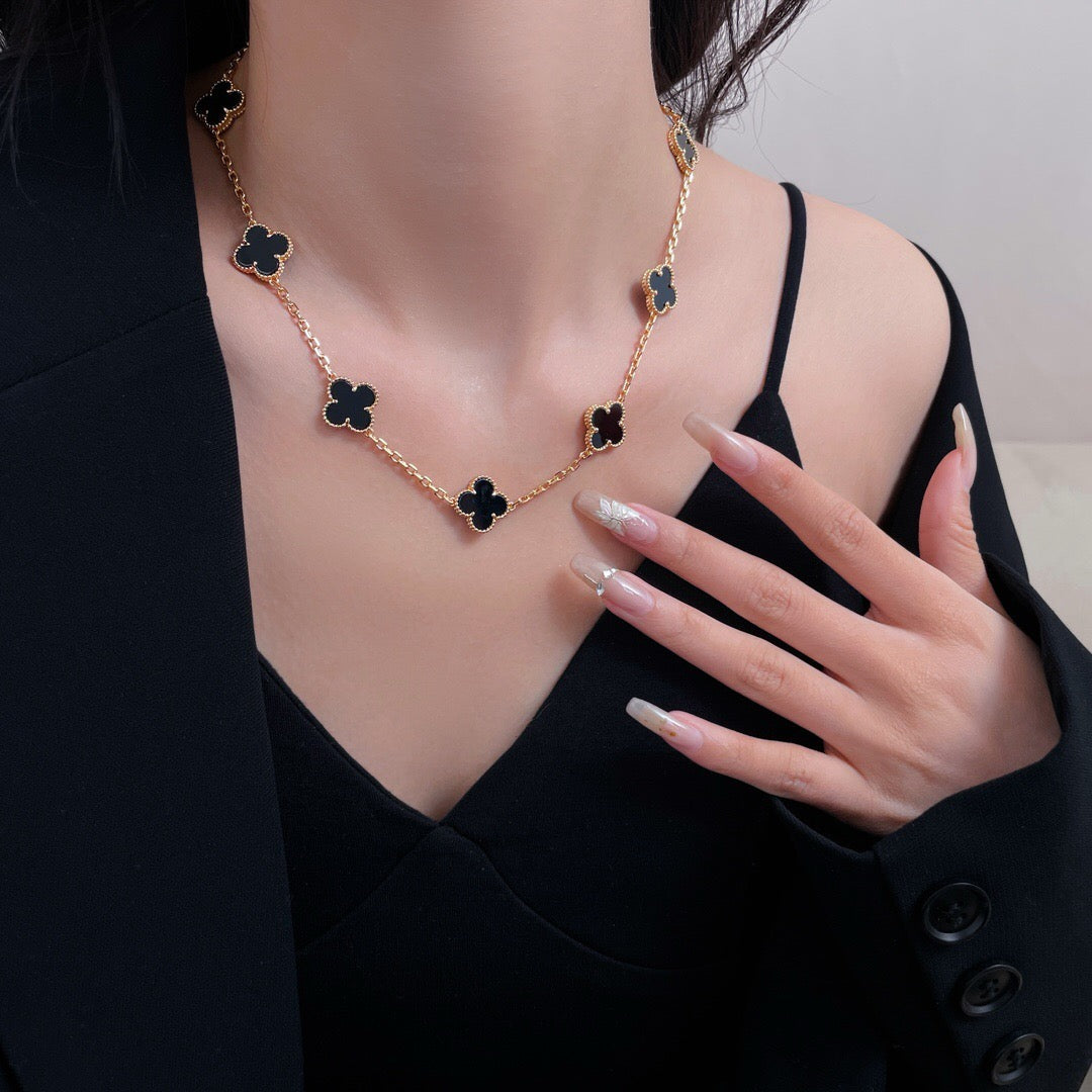 [Eternal Jewelry]CLOVER 10 MOTIFS ONYX NECKLACE