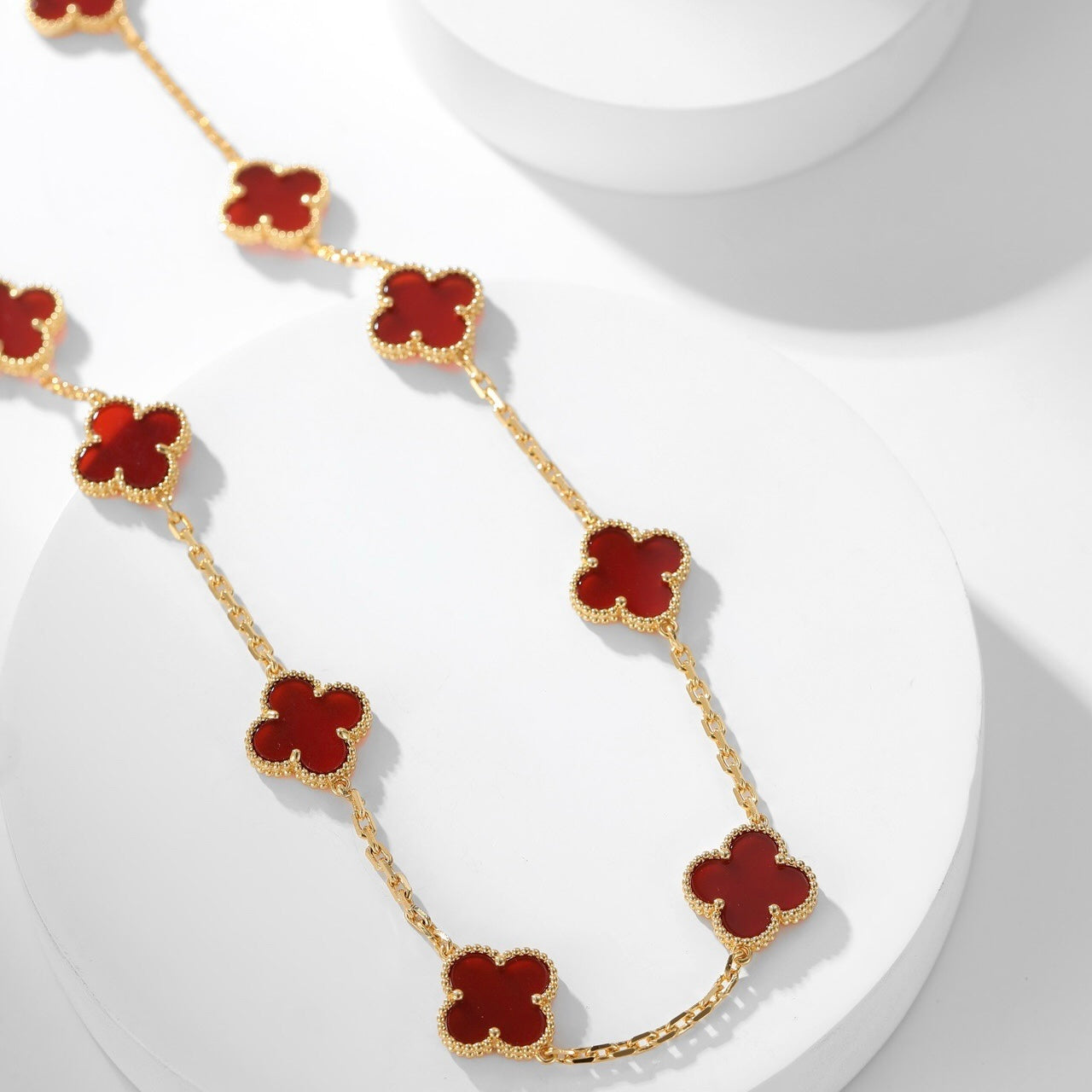 [Eternal Jewelry]CLOVER 10 MOTIFS CARNELIAN NECKLACE