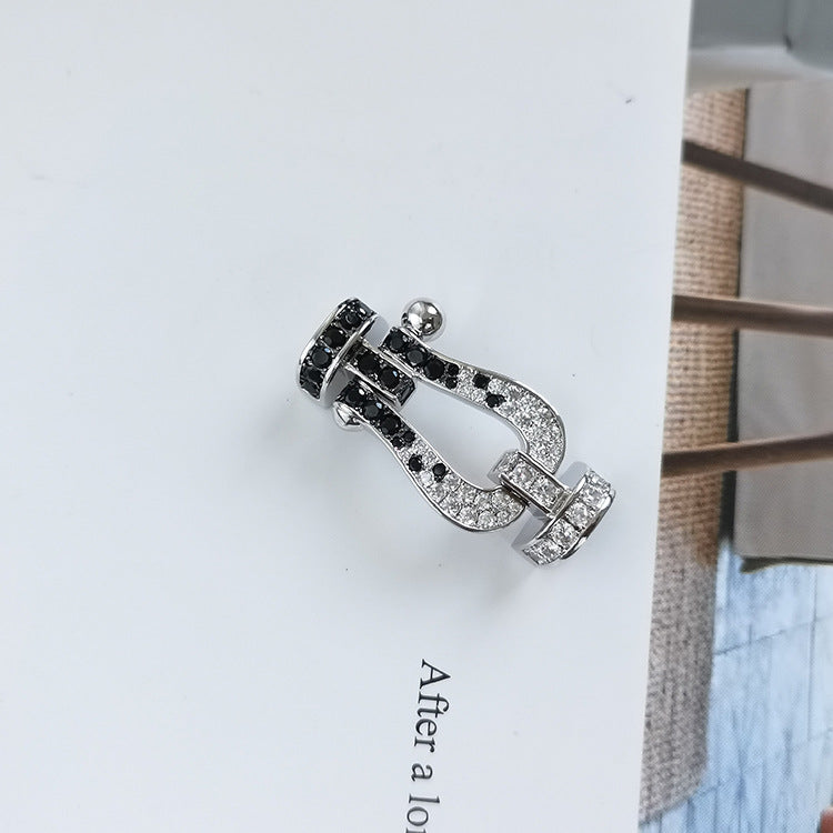 [Eternal Jewelry]FORCE LARGE HORSESHOE BLACK WHITE DIAMOND BRACELET ROSE GOLD