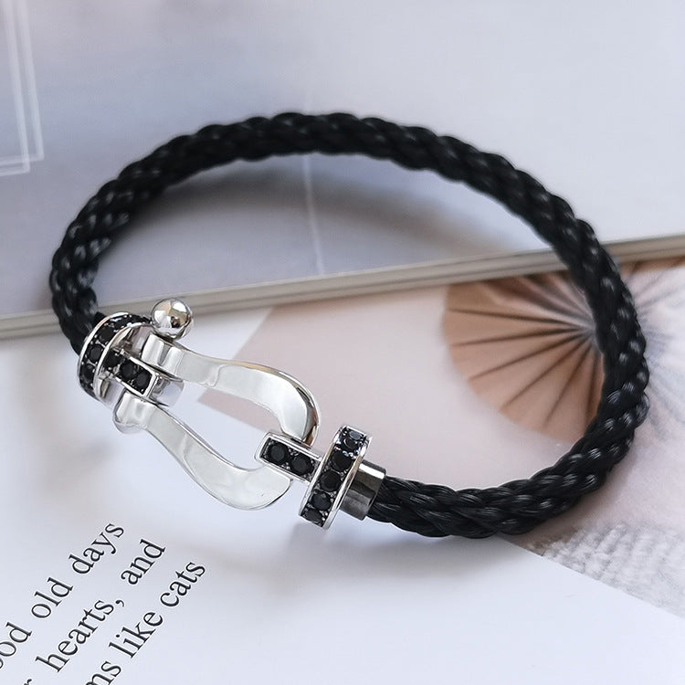 [Eternal Jewelry]FORCE LARGE HORSESHOE BLACK DIAMOND BRACELET SILVER