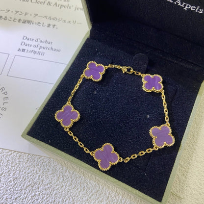 [Eternal Jewelry]CLOVER  5 MOTIFS  PURPLE VIOLET BRACELET
