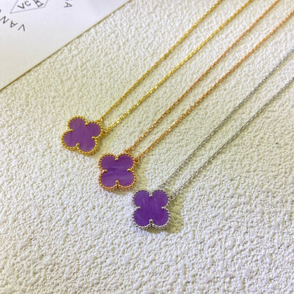[Eternal Jewelry]CLOVER 15MM  PURPLE VIOLET NECKLACE