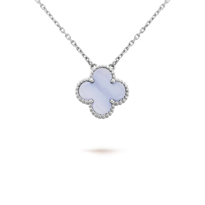 [Eternal Jewelry]CLOVER 15MM BLUE CHALCEDONY NECKLACE SILVER