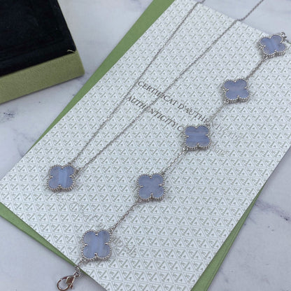 [Eternal Jewelry]CLOVER  5 MOTIF PURPLE CHALCEDONY BRACELET SILVER