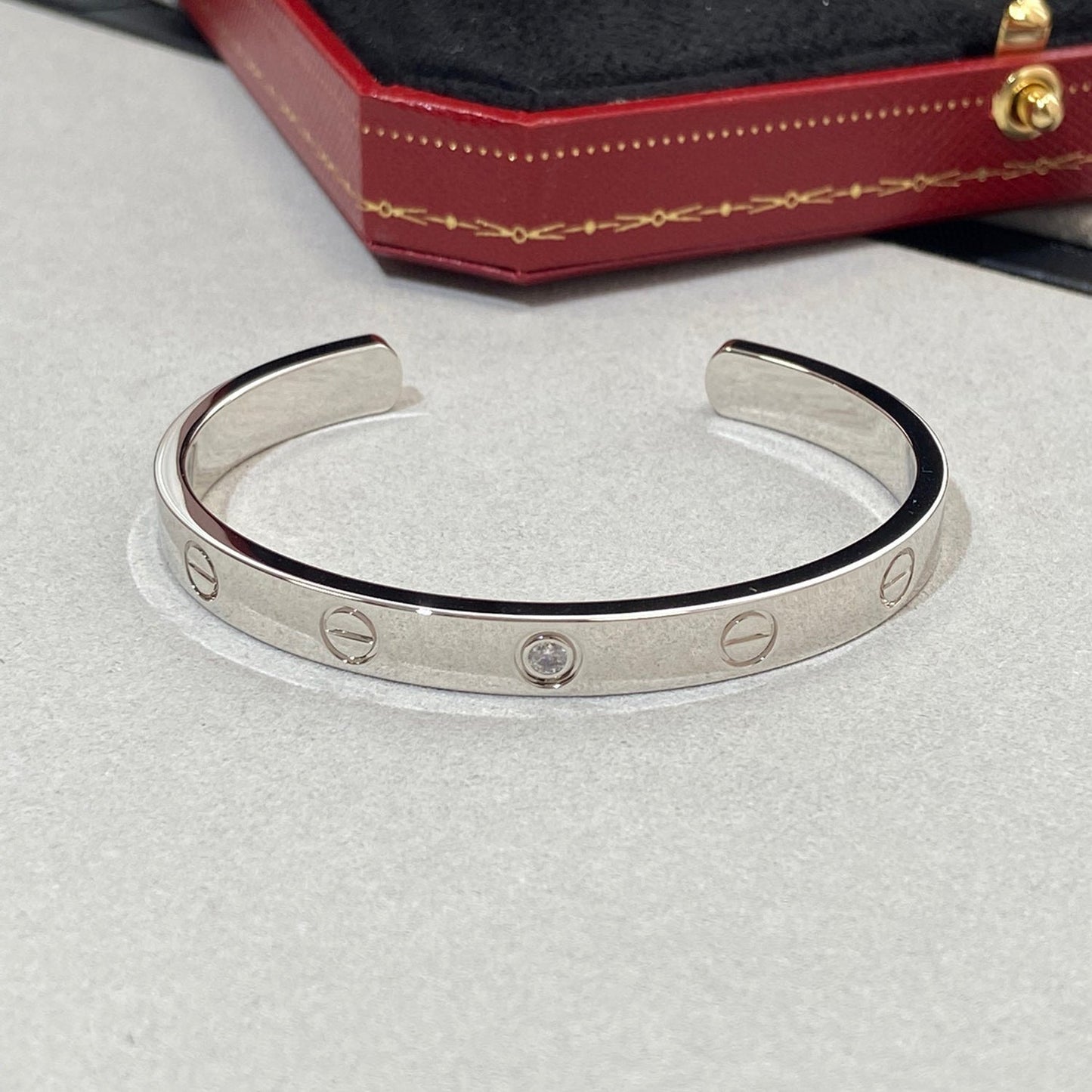 [Eternal Jewelry]LOVE BRACELET 6.1MM 1 DIAMOND OPEN CUFF