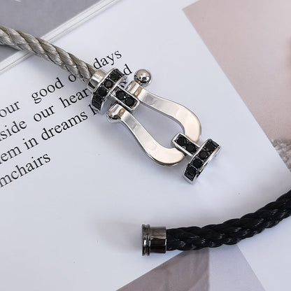 [Eternal Jewelry]FORCE LARGE HORSESHOE BLACK DIAMOND BRACELET SILVER