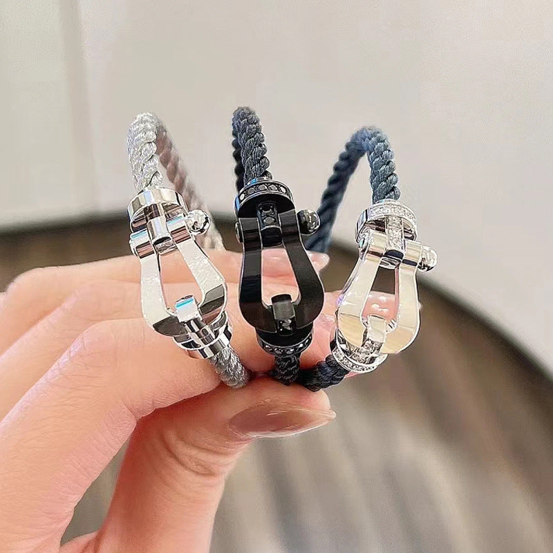 [Eternal Jewelry]FORCE LARGE HORSESHOE FULL DIAMOND BRACELET SILVER