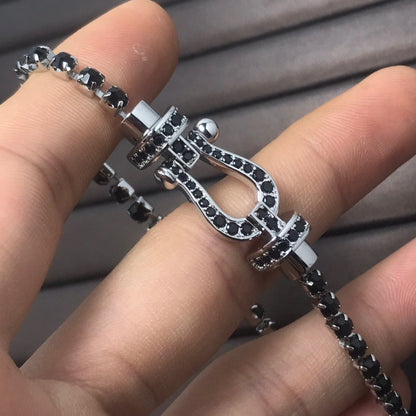 [Eternal Jewelry]FORCE  LARGE HORSESHOE FULL DIAMOND TENNIS BRACELET