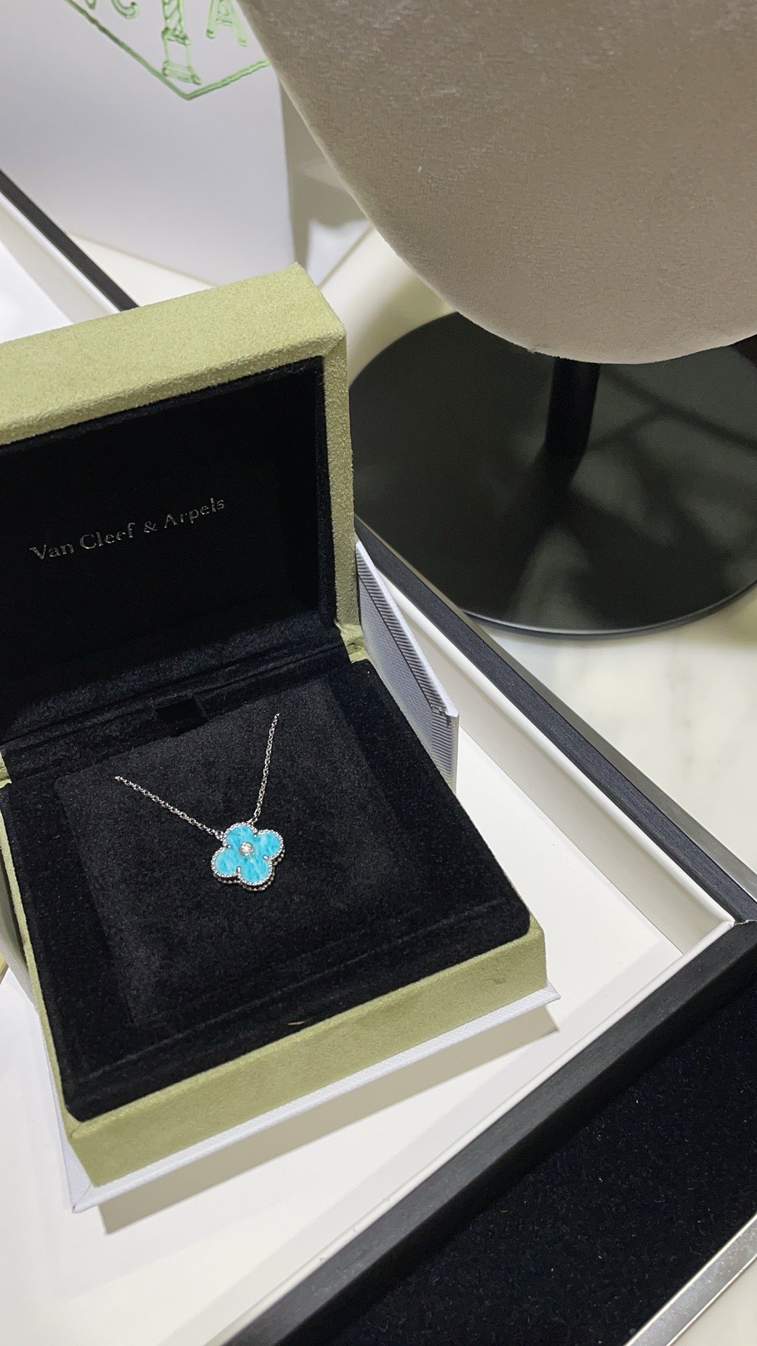 [Eternal Jewelry]CLOVER 15MM DIAMOND SVRES PORCELAIN  NECKLACE SILVER