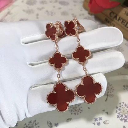 [Eternal Jewelry]CLOVER 3 MOTIF CARNELIAN DROP EARRINGS