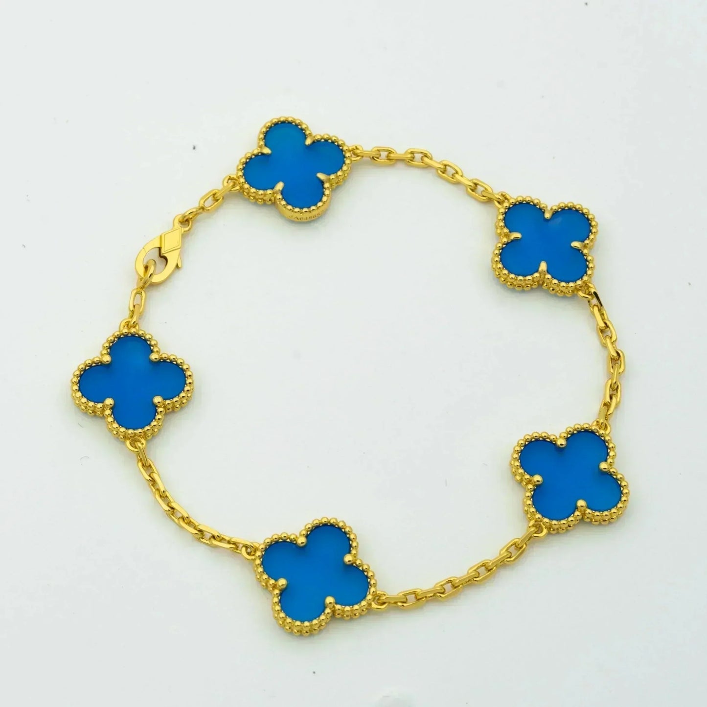[Eternal Jewelry]CLOVER 5 MOTIFS BLUE AGATE BRACELET