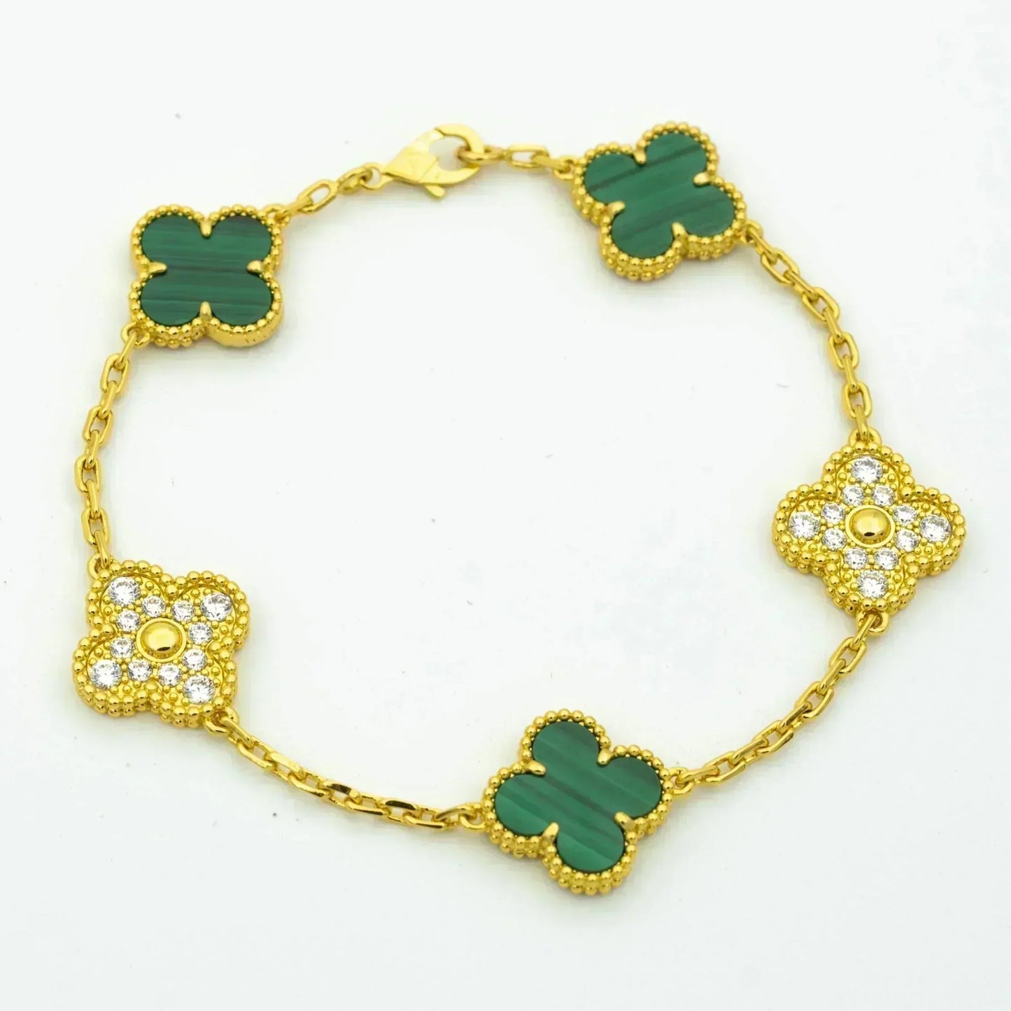 [Eternal Jewelry]CLOVER  5 MOTIF MALACHITE DIAMOND BRACELET