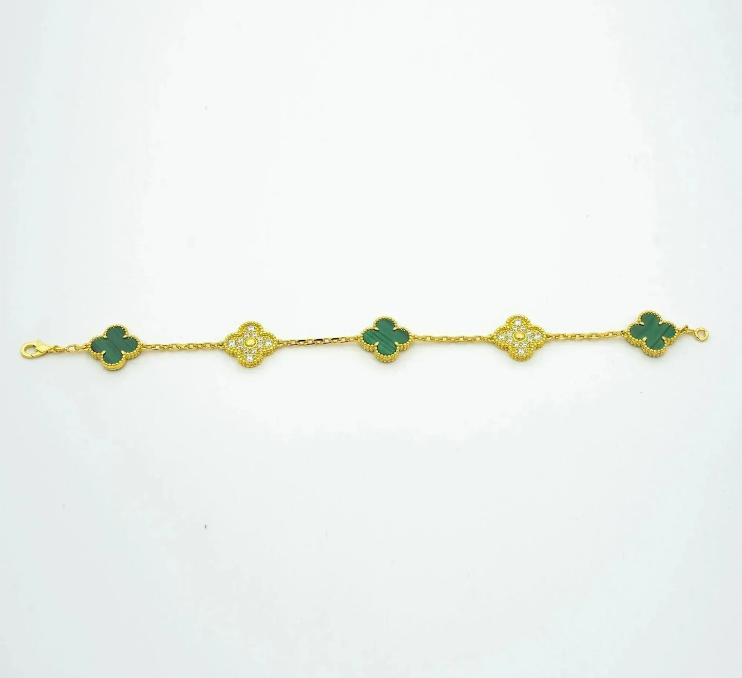 [Eternal Jewelry]CLOVER  5 MOTIF MALACHITE DIAMOND BRACELET