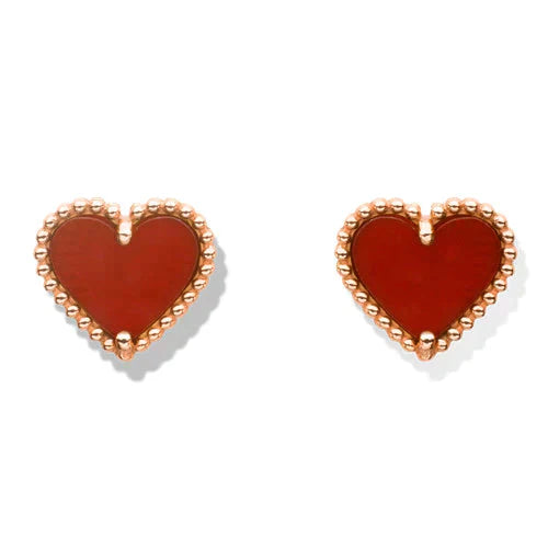 [Eternal Jewelry]HEART CARNELIAN STUD EARRINGS