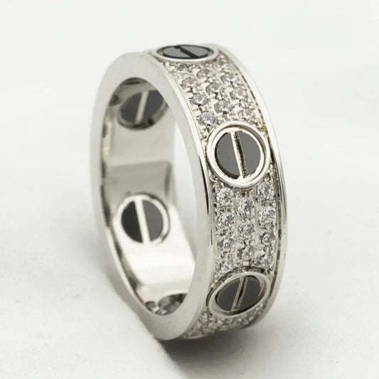 [Eternal Jewelry]LOVE RING 5.5MM DIAMONDS PAVED CERAMIC
