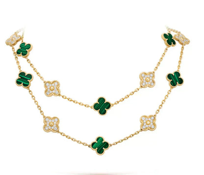 [Eternal Jewelry]CLOVER 20 MOTIFS MALACHITE DIAMOND NECKLACE