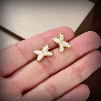 [Eternal Jewelry]JEUX DE WHITE MOP GOLD DIAMOND EARRINGS