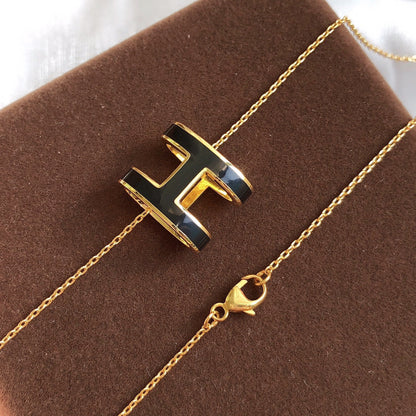 [Eternal Jewelry]HM CLIC BLACK ENAMEL GOLD NECKLACE