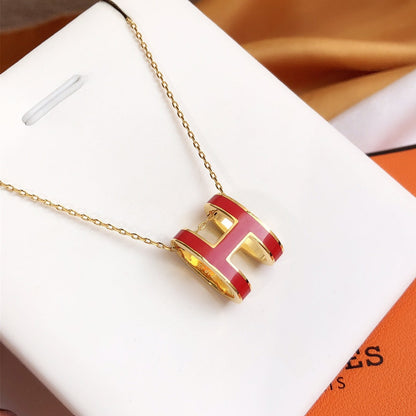 [Eternal Jewelry]HM CLIC RED ENAMEL GOLD NECKLACE