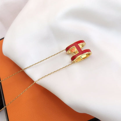 [Eternal Jewelry]HM CLIC RED ENAMEL GOLD NECKLACE