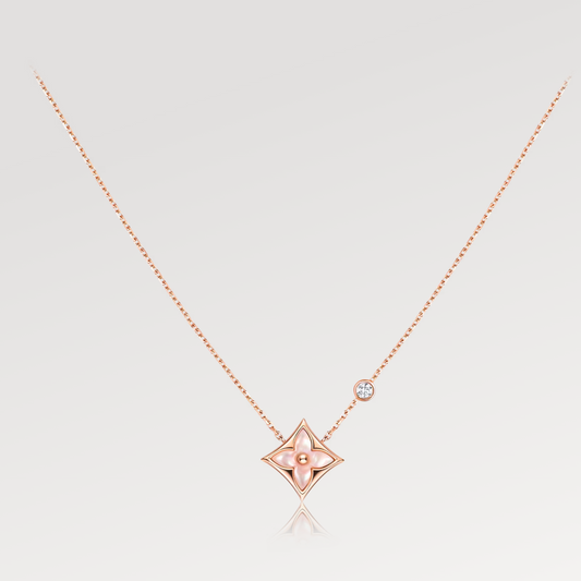 [Eternal Jewelry]STAR PINK MOP 1 DIAMOND PINK GOLD NECKLACE