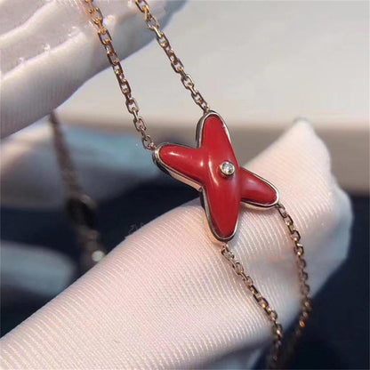 [Eternal Jewelry]JEUX BRACELET CARNELIAN PINK GOLD 1 DIAMOND