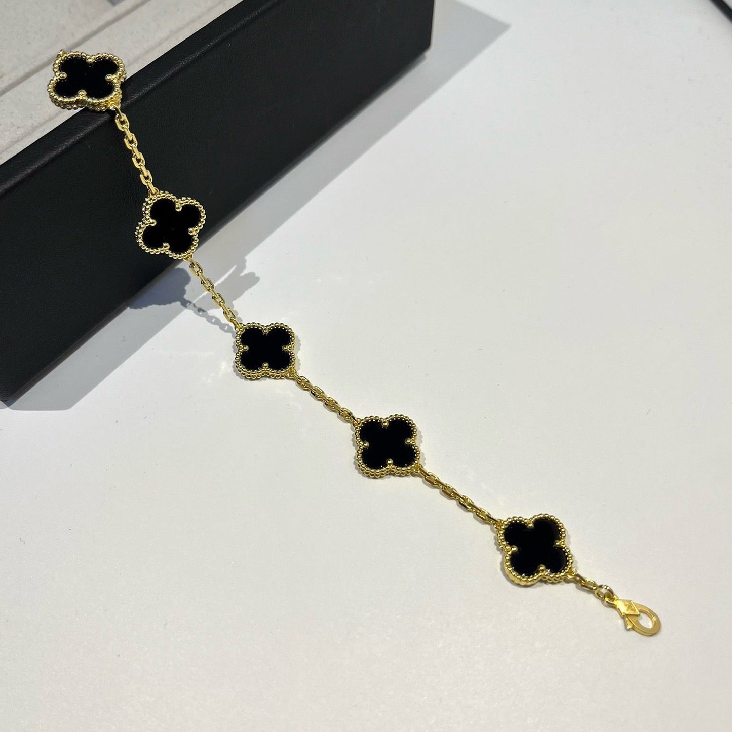 [Eternal Jewelry]CLOVER  5 MOTIFS BLACK ONYX BRACELET