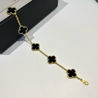 [Eternal Jewelry]CLOVER  5 MOTIFS BLACK ONYX BRACELET