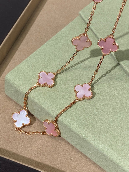 [Eternal Jewellery] Pink Necklace with Ten Clover Designs