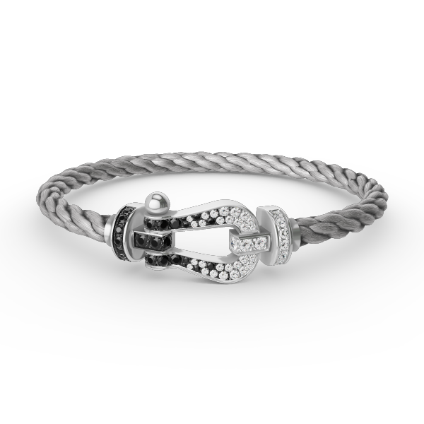 [Eternal Jewelry]FORCE LARGE HORSESHOE BLACK WHITE DIAMOND BRACELET SILVER