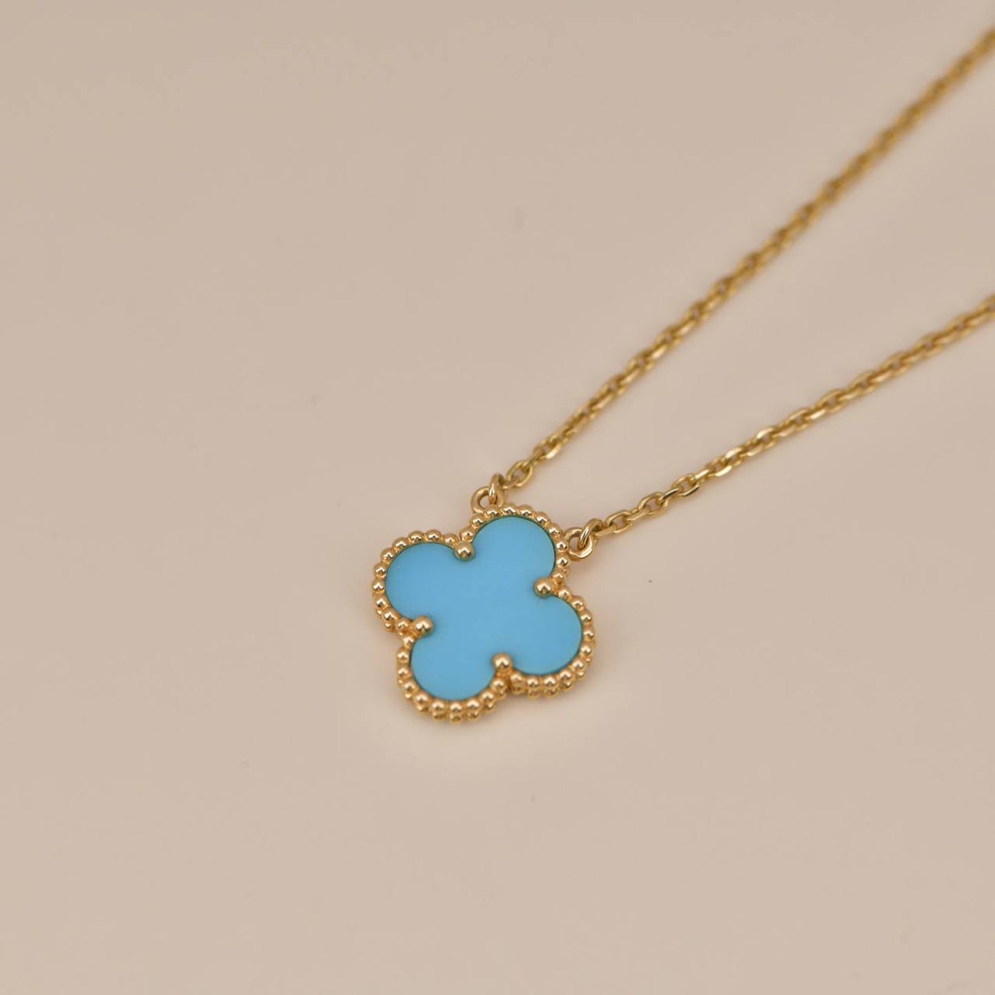 [Eternal Jewelry]CLOVER 15MM VINTAGE TURQUOISE NECKLACE