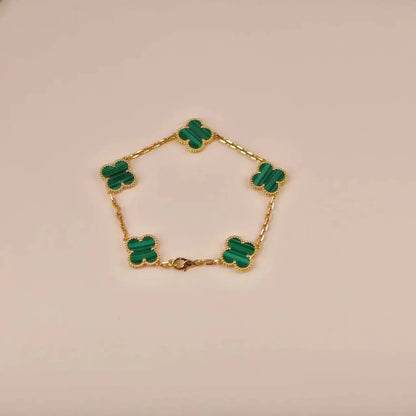 [Eternal Jewelry]CLOVER 5 MOTIFS MALACHITE BRACELET