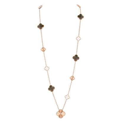 [Eternal Jewelry]DETACHABLE CLOVER 15(11+4) FLOWER ROSE GOLD NECKLACE SET