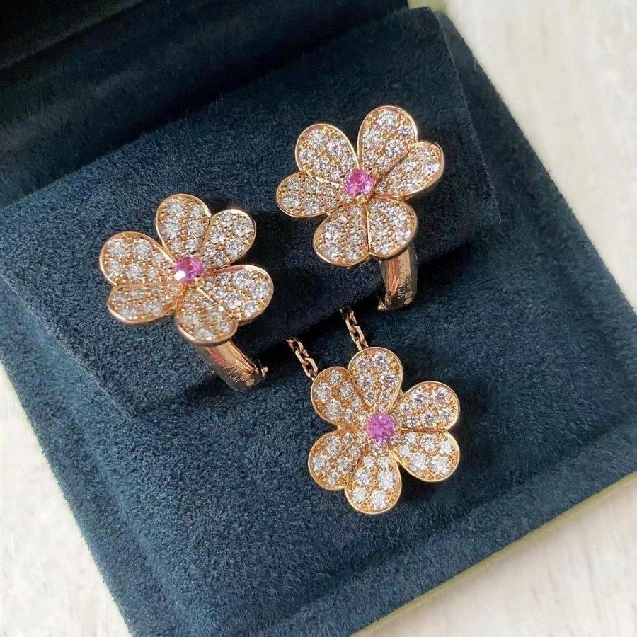 [Eternal Jewelry]FRIVOLE PINK GOLD FLOWER DIAMOND EARRINGS