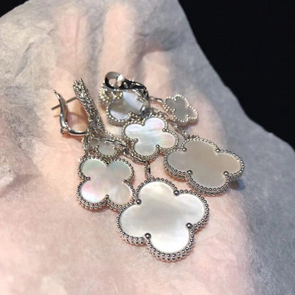 [Eternal Jewelry]CLOVER EARRINGS WHITE MOP 4 MOTIFS SILVER