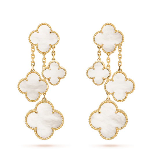 [Eternal Jewelry]CLOVER EARRINGS WHITE MOP 4 MOTIFS GOLD