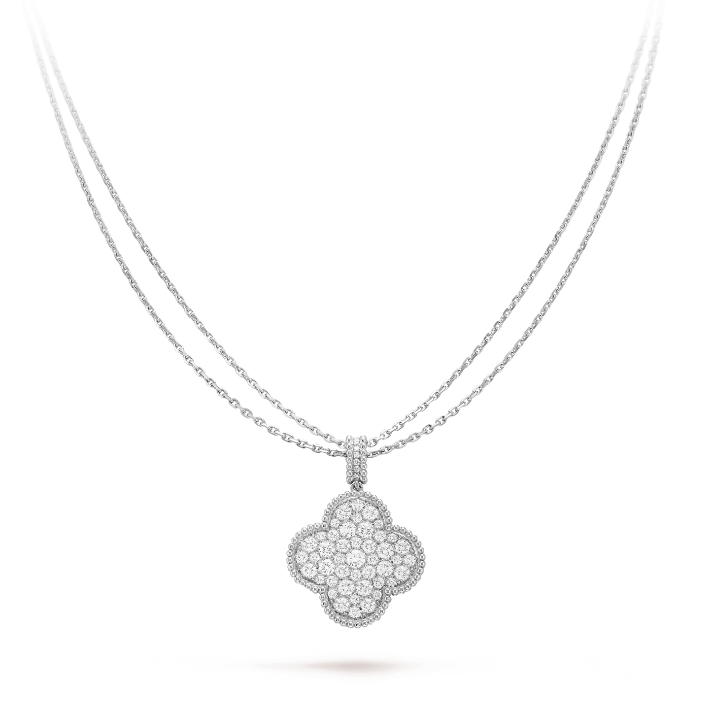 [Eternal Jewelry]CLOVER 25MM SILVER FULL DIAMOND BIG CLOVER NECKLACE