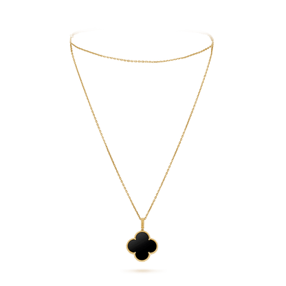 [Eternal Jewelry]CLOVER 25MM GOLD ONYX BIG CLOVER NECKLACE