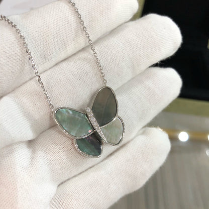 [Eternal Jewelry]LARGE BUTTERFLY SILVER PENDANT DIAMOND NECKLACE