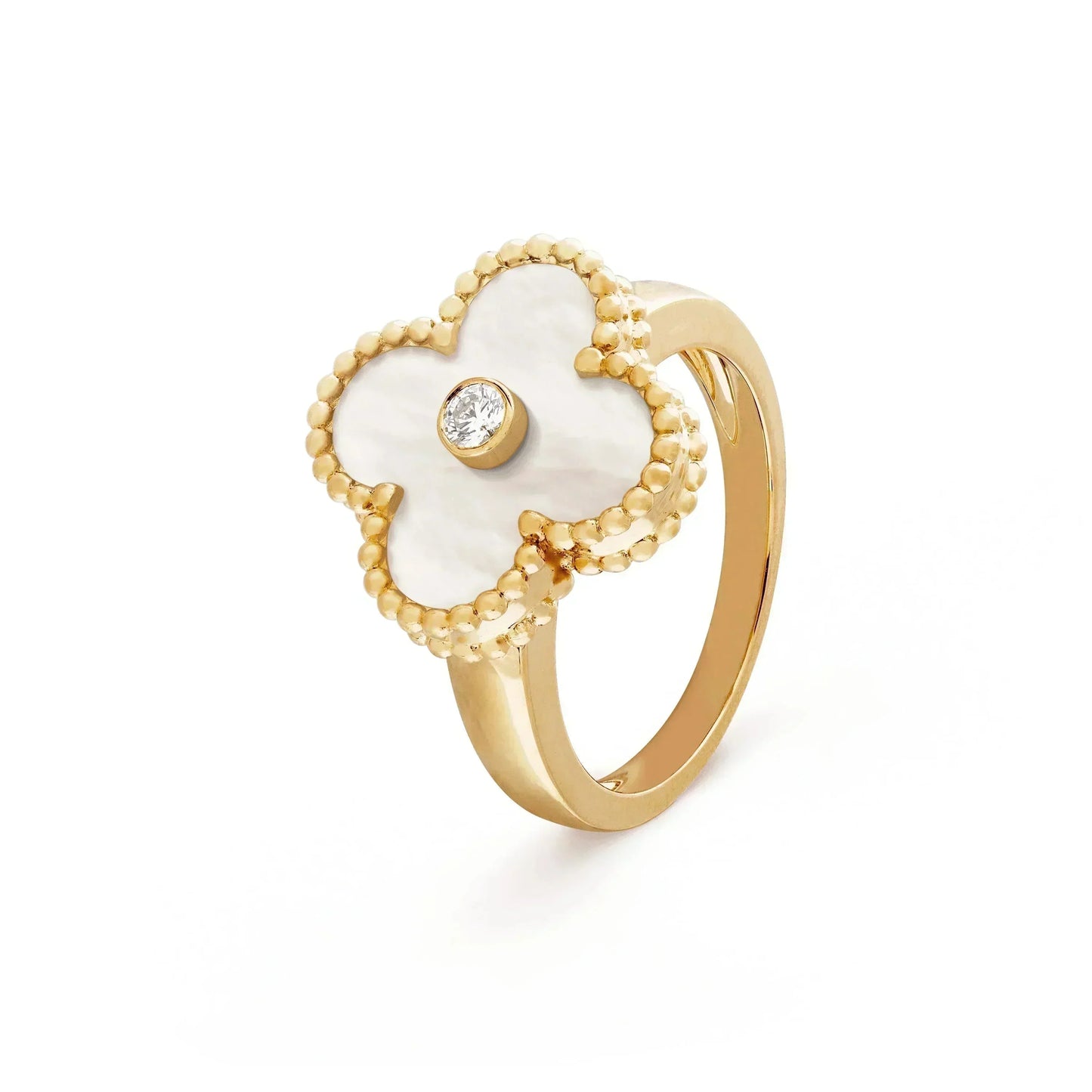 [Eternal Jewelry]CLOVER PINK MOP RING GOLD DIAMOND